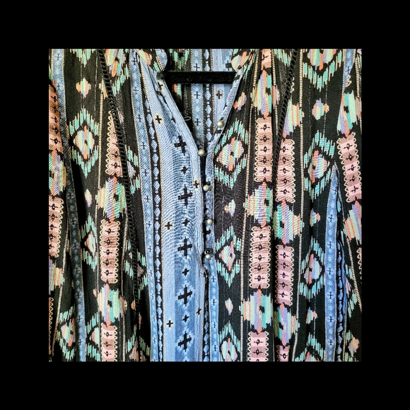 Holding Horses - beautiful bohemian blue print dress size xs - Picture 4 of 7